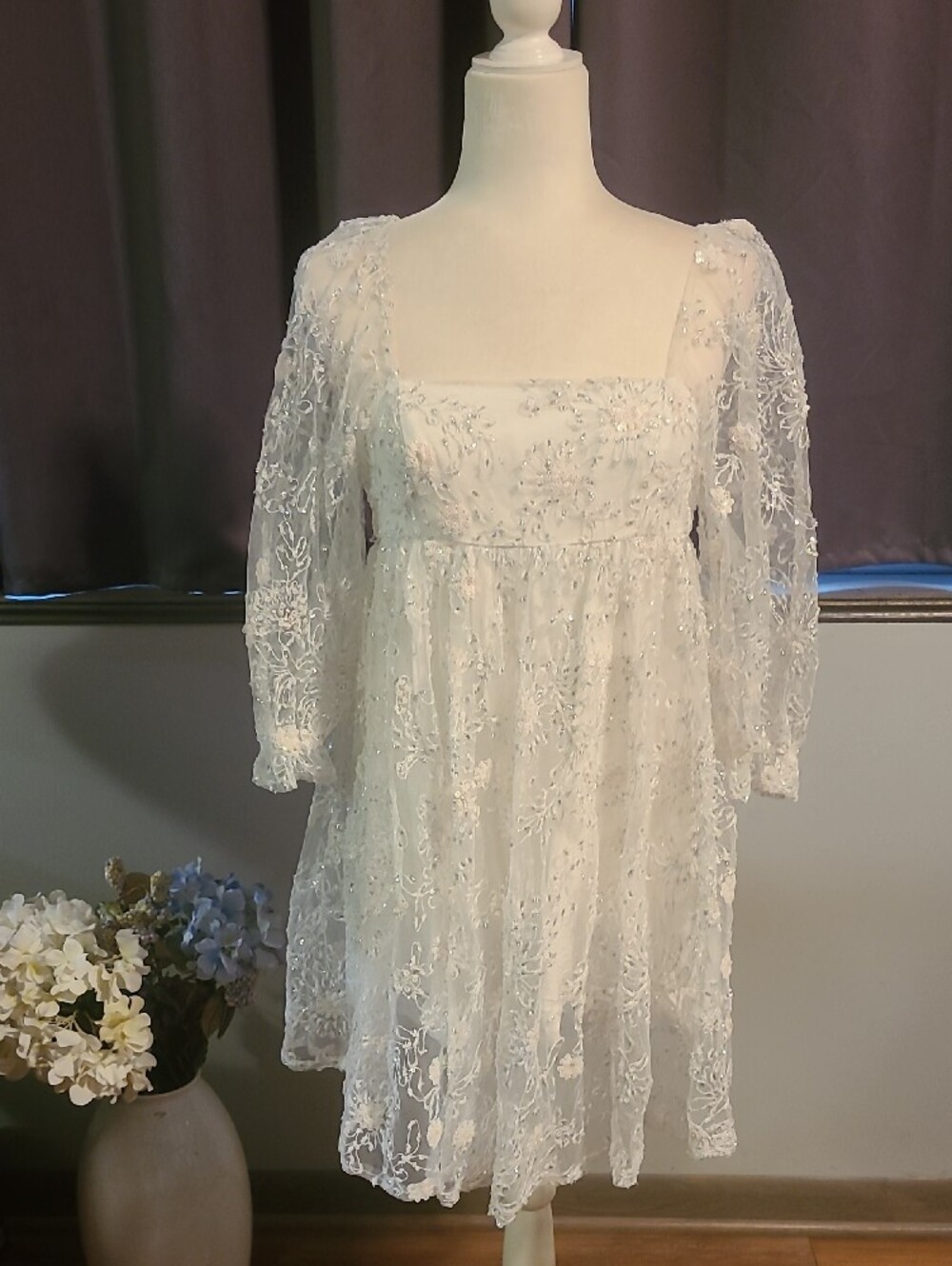 Storia White Lace Babydoll Dress - Small - Picture 2 of 9